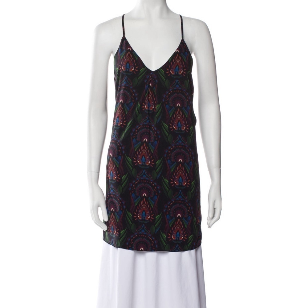 Alice + Olivia Silk Tunic Top Slip Dress Size XS Tribal Bohemian Pattern